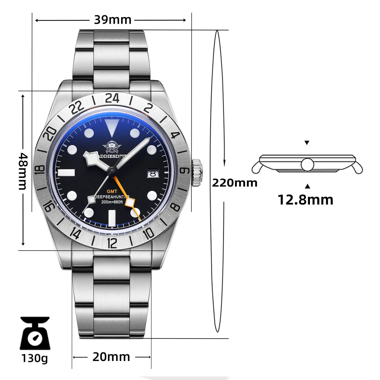 ★Speciale Capodanno★Orologio al quarzo ADDIESDIVE 39mm BB GMT con movimento RONDA515 (AD2035/AD2036) - Image 11