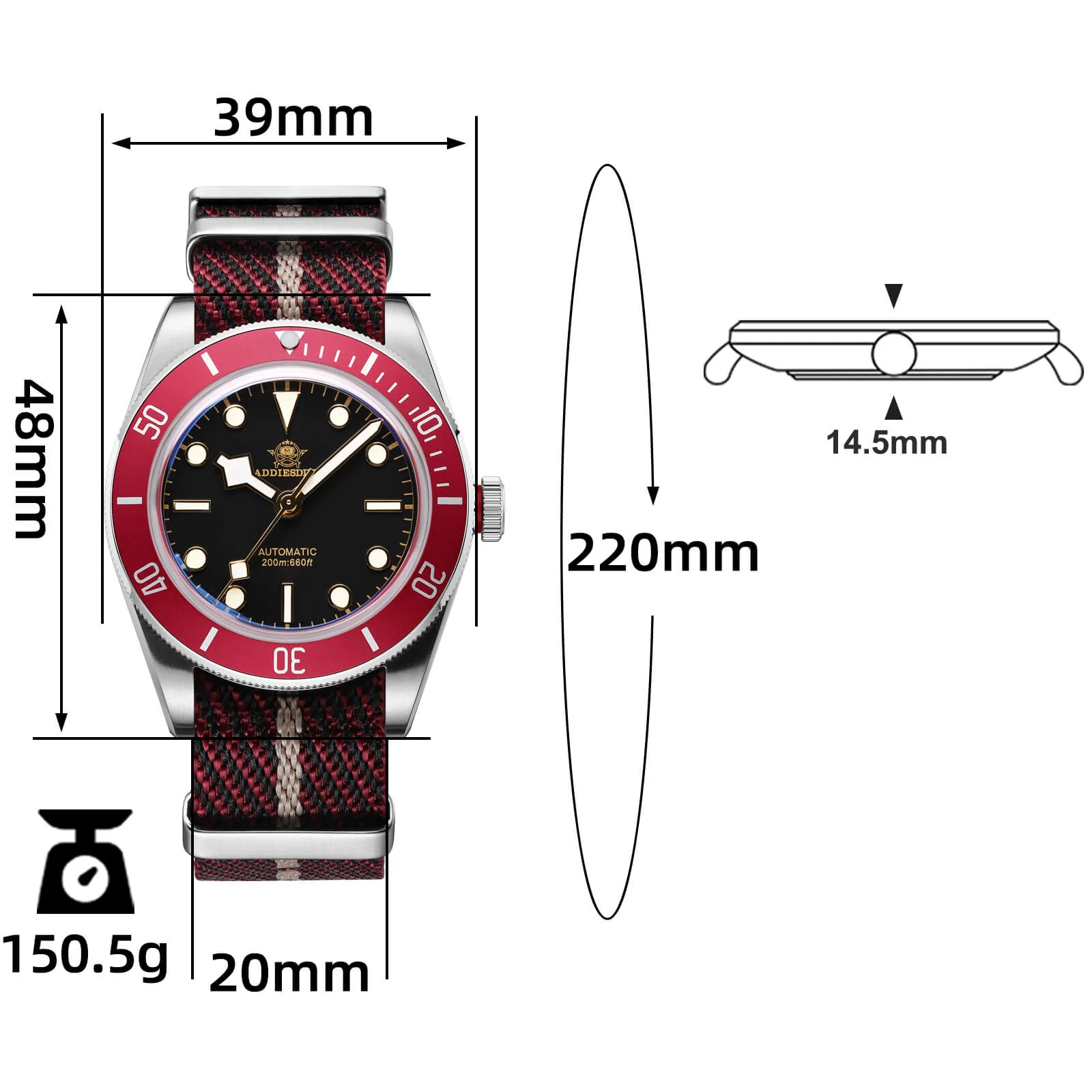 ★Speciale Capodanno★ADDIESDIVE 39mm BB58 Orologio Automatico AD2043 - Image 43