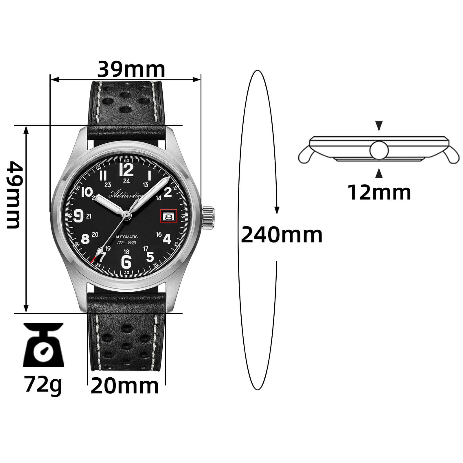 ADDIESDIVE 39mm Orologio Explore NH35 Automatico AD2070 - Image 53