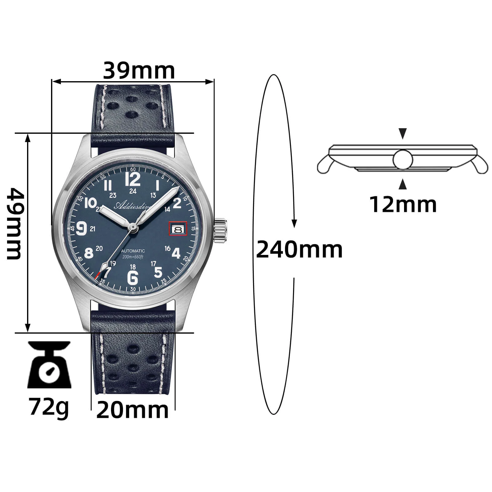 ADDIESDIVE 39mm Orologio Explore NH35 Automatico AD2070 - Image 66