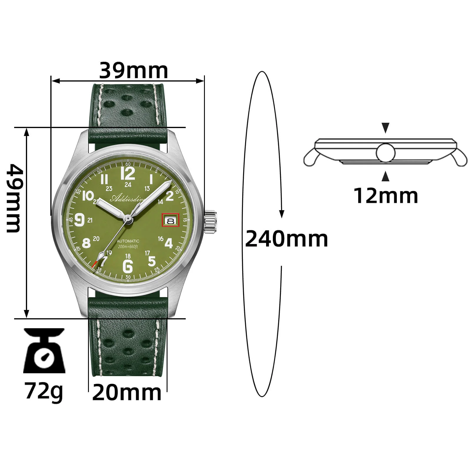 ADDIESDIVE 39mm Orologio Explore NH35 Automatico AD2070 - Image 77