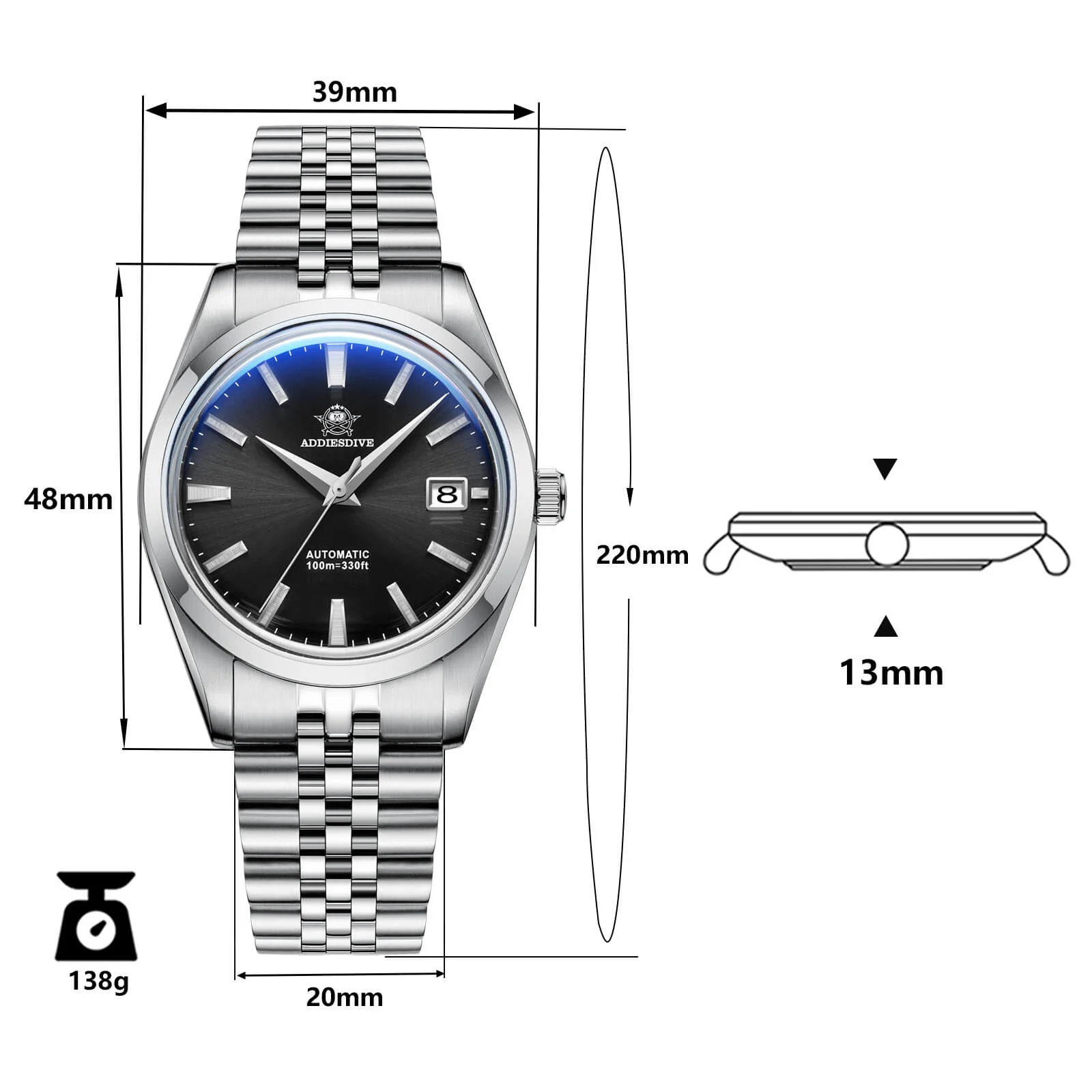 ★Saldi Anniversario★Addiesdive Orologio Automatico da 39 mm Subacqueo 100 m NH35 (AD2029) - Image 12