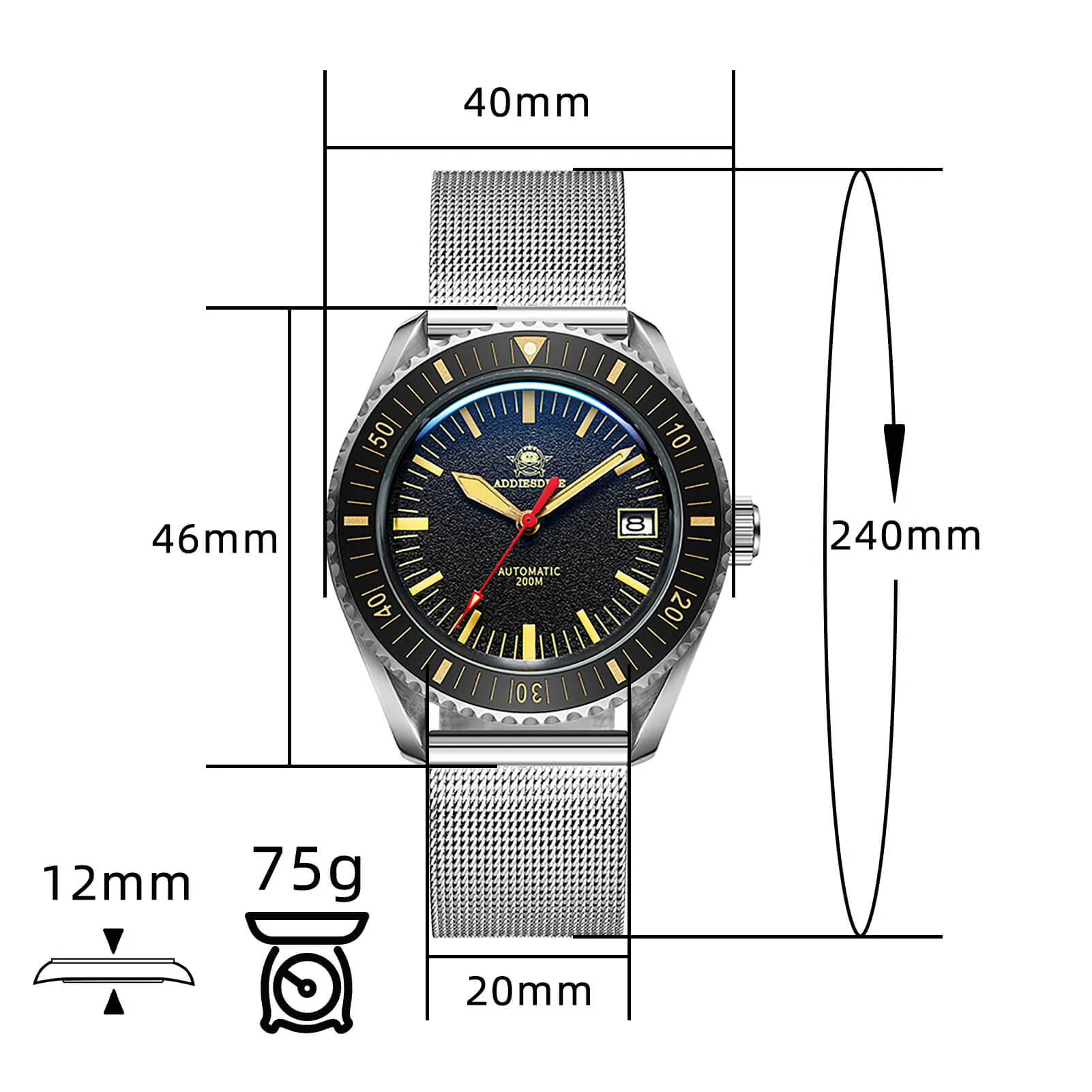 ADDIESDIVE Orologio Subacqueo Automatico da Uomo AD2105 - Image 11