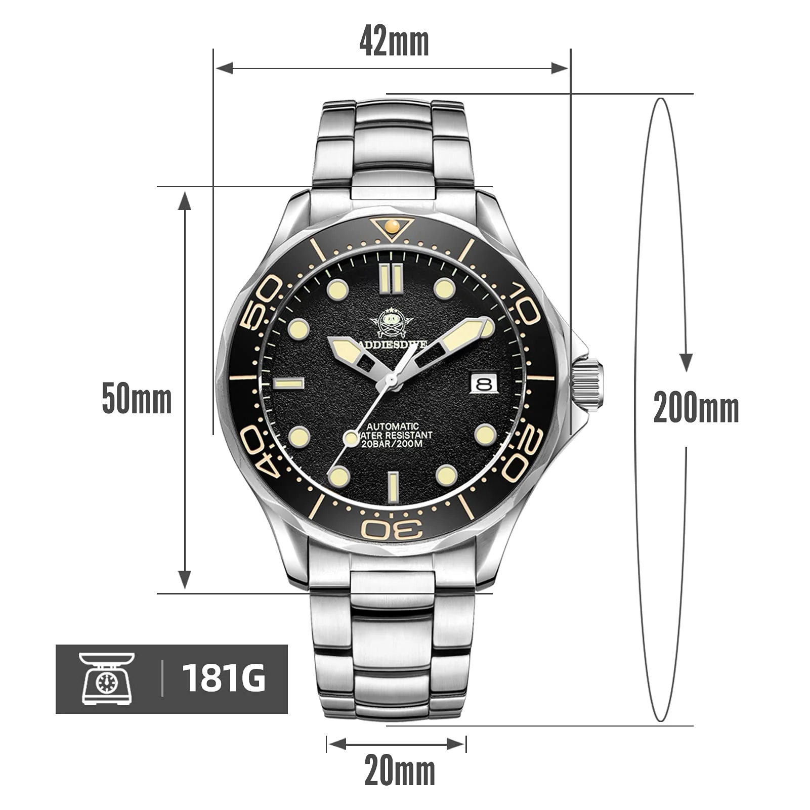 ★Saldi Anniversario★ADDIESDIVE Orologio subacqueo automatico da uomo AD2106 - Image 8