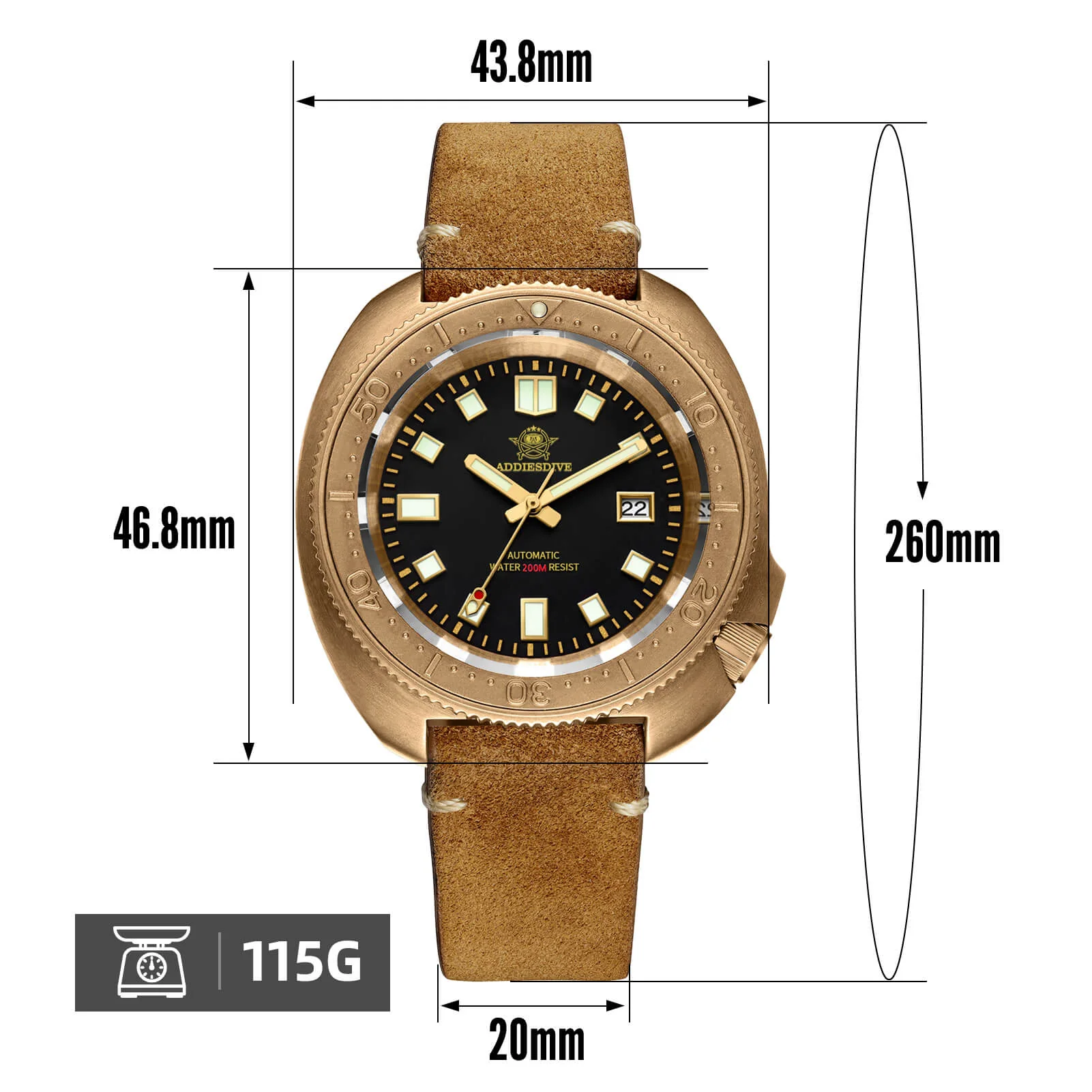 Addiesdive New Bronze AD2104 Orologio Subacqueo - Image 6