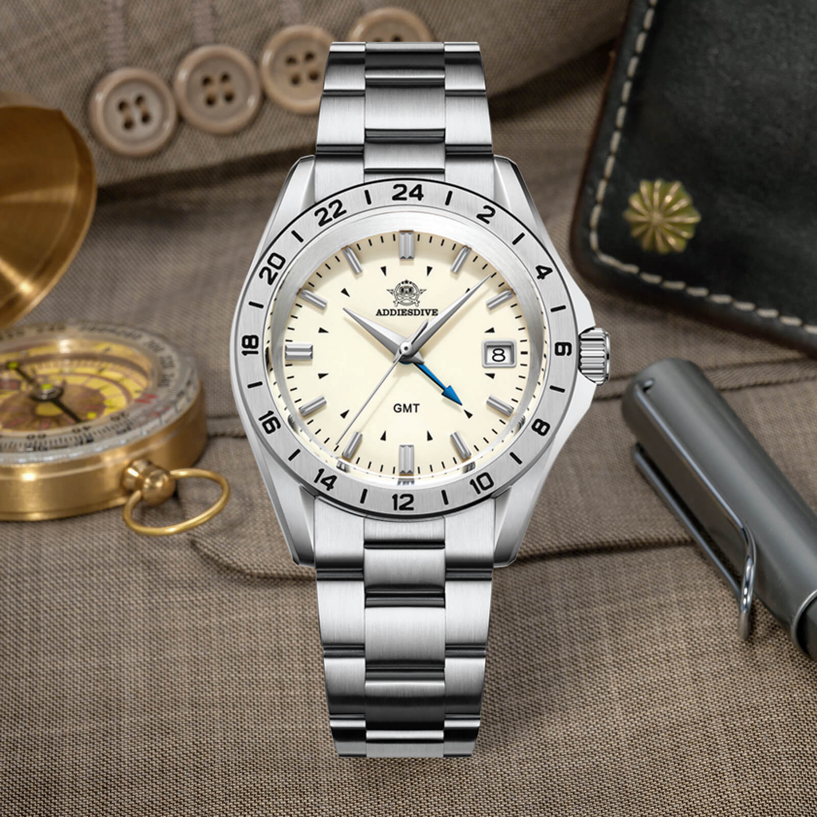 ★Speciale Capodanno★ADDIESDIVE Orologio al Quarzo 38mm GMT AD2063 - Image 15