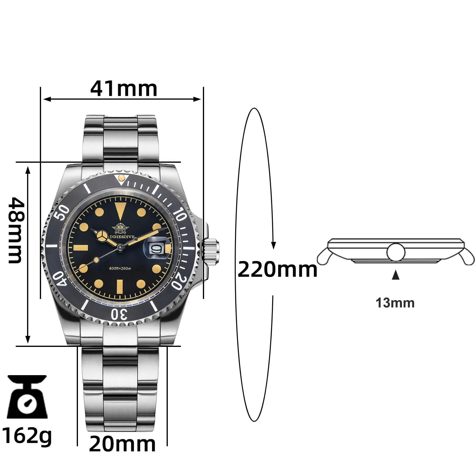★Saldi Anniversario★ADDIESDIVE Orologio al Quarzo Retro Sub AD2054 - Image 10