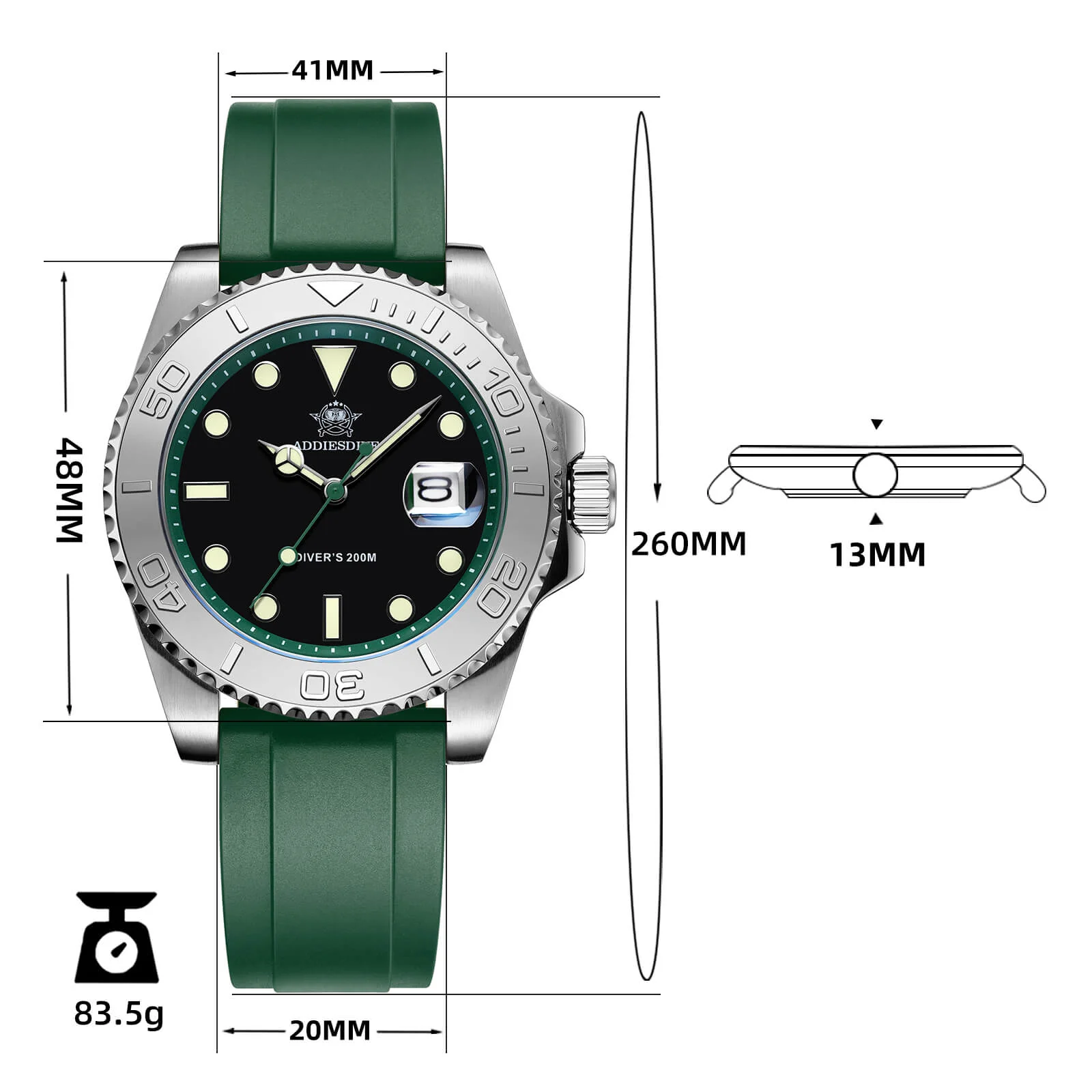 ★Saldi Anniversario★ADDIESDIVE Orologio Sportivo al Quarzo da 41 mm Impermeabile 200 m (AD2040) - Image 61
