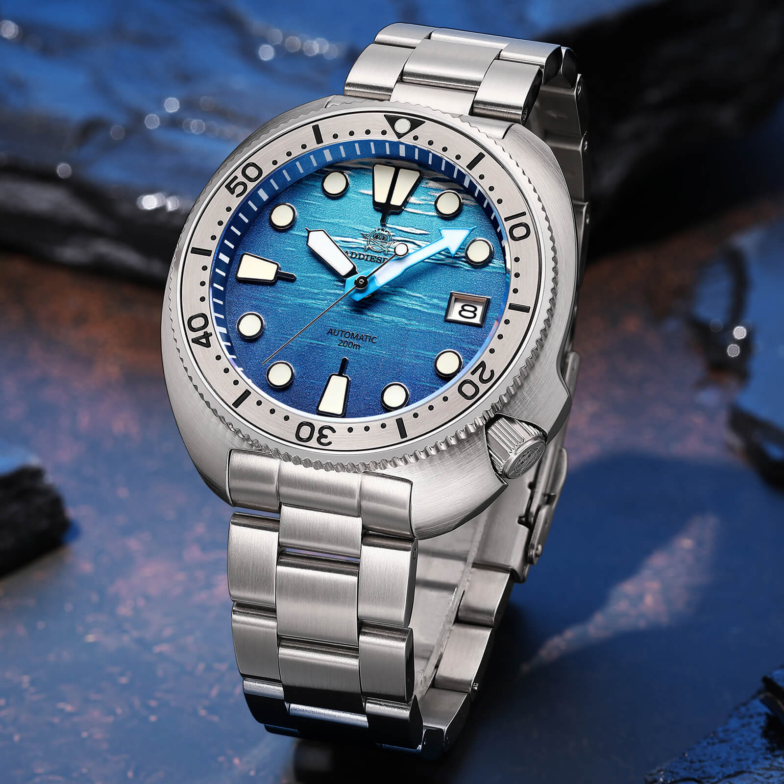 ADDIESDIVE Orologio subacqueo con quadrante 3D con tartaruga di mare profondo （AD2045） - Image 9