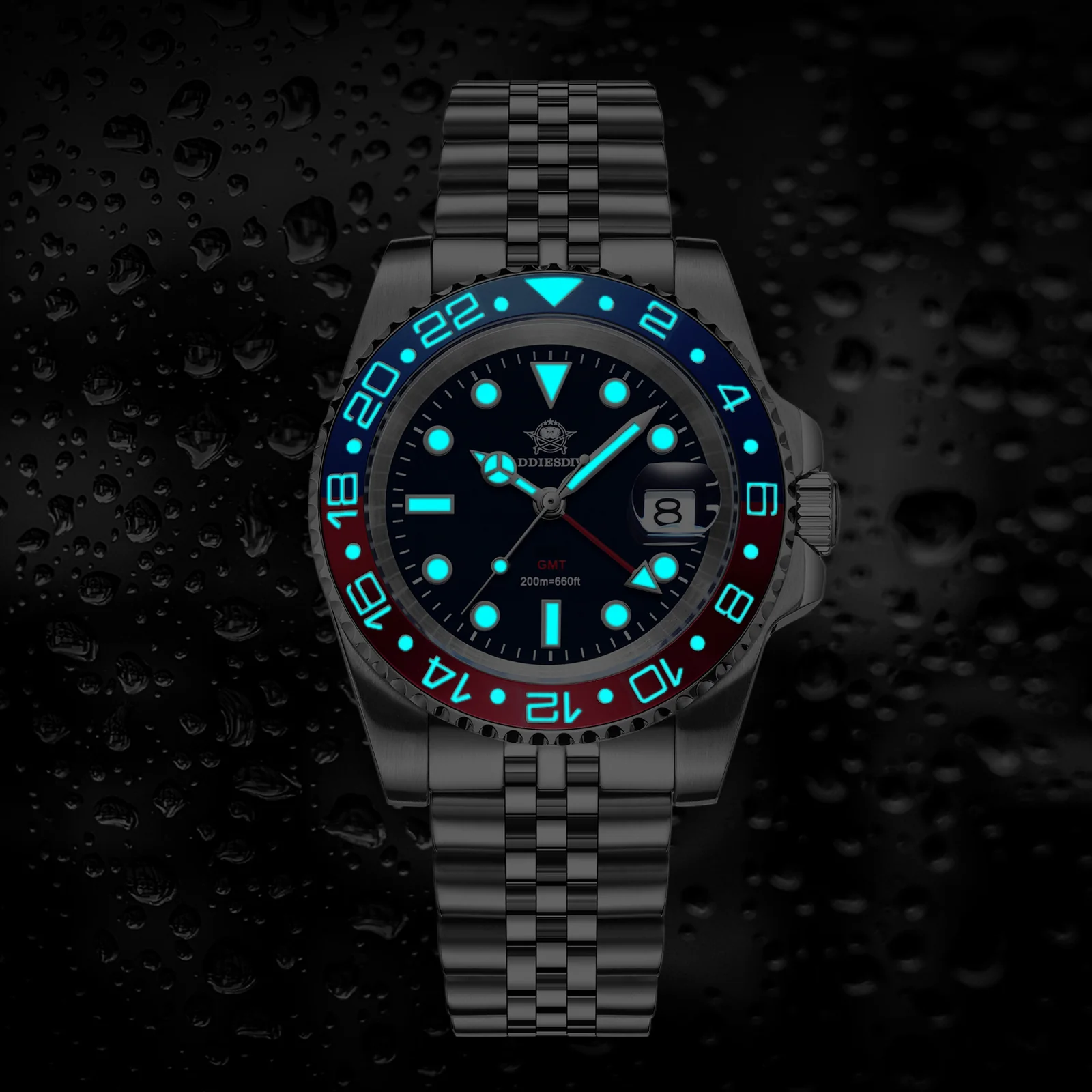 ADDIESDIVE Water Ghost Orologio Subacqueo di Lusso GMT Orologio al Quarzocon Calendario AD2050 - Image 11