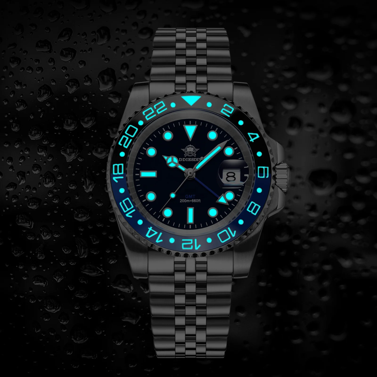 ADDIESDIVE Water Ghost Orologio Subacqueo di Lusso GMT Orologio al Quarzocon Calendario AD2050 - Image 15