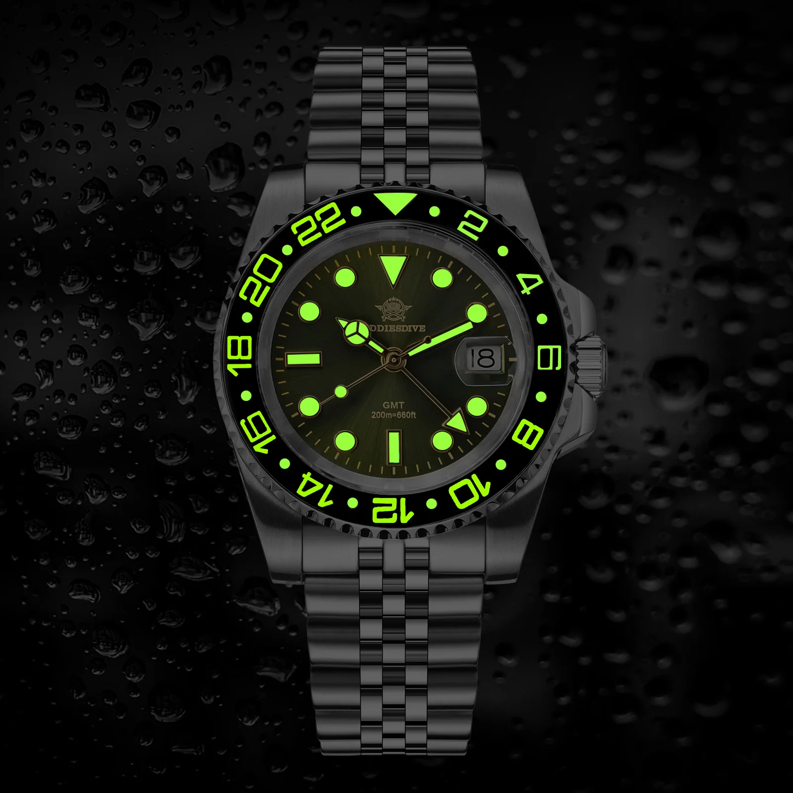 ADDIESDIVE Water Ghost Orologio Subacqueo di Lusso GMT Orologio al Quarzocon Calendario AD2050 - Image 25