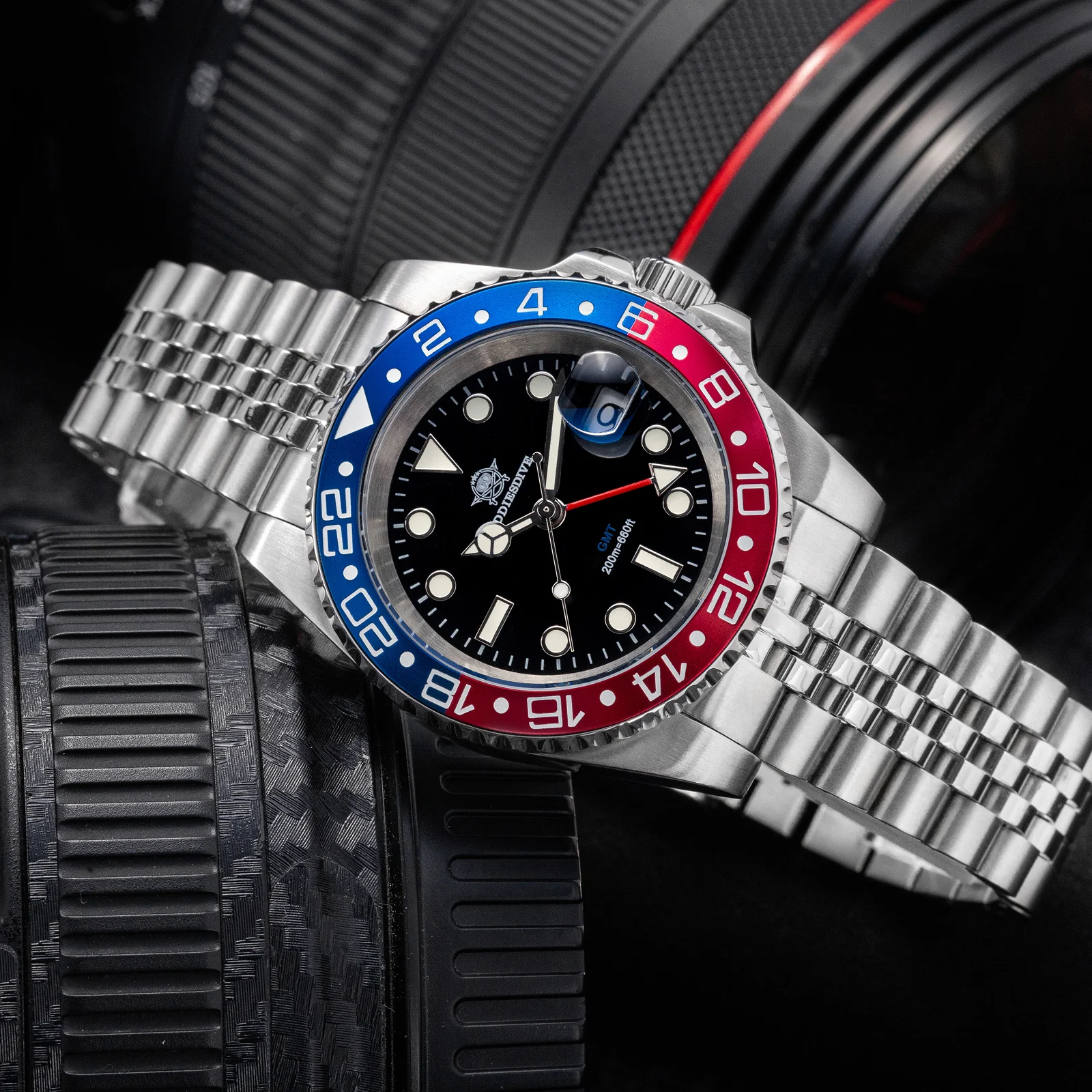 ADDIESDIVE Water Ghost Orologio Subacqueo di Lusso GMT Orologio al Quarzocon Calendario AD2050 - Image 5