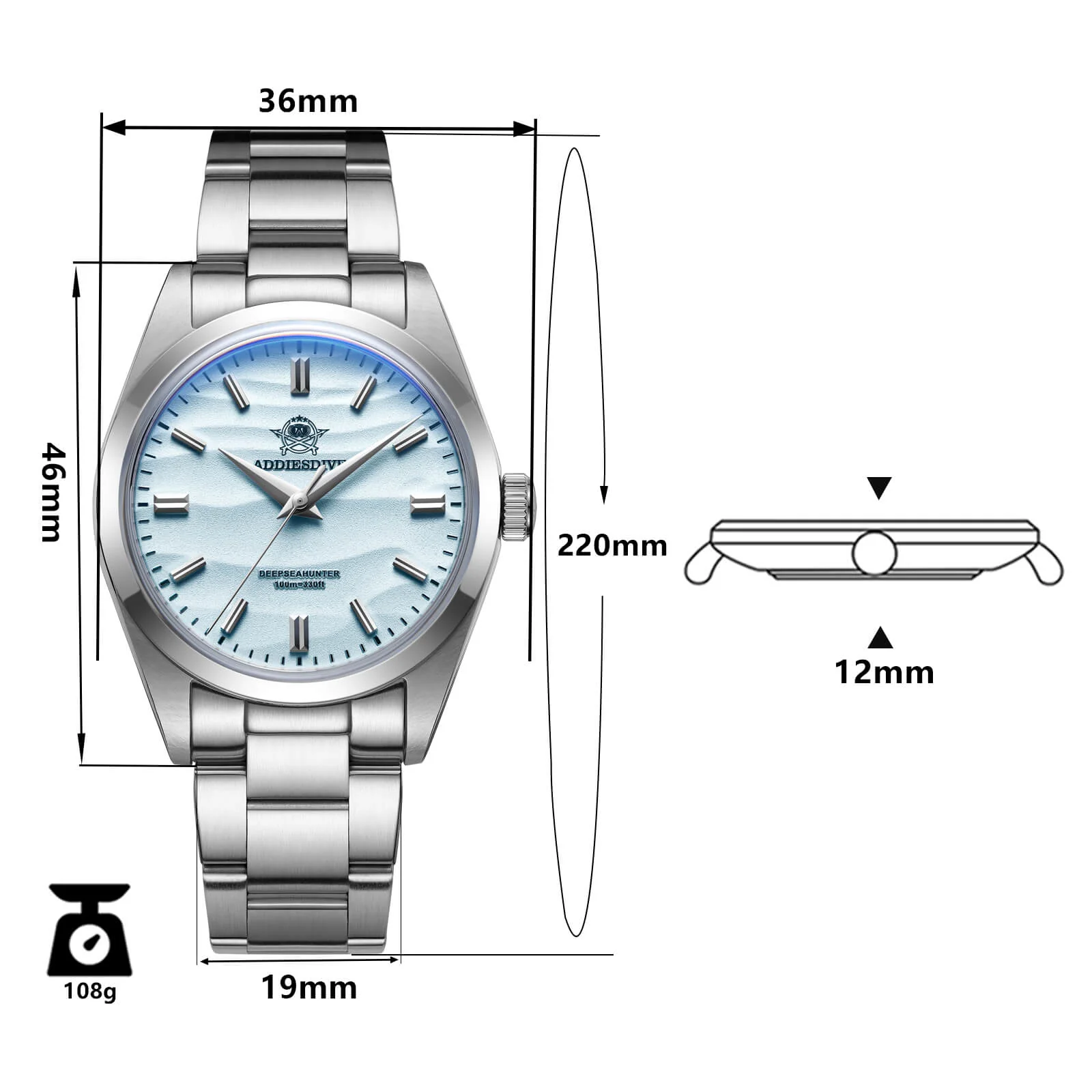 ★Saldi Anniversario★Orologio al quarzo ADDIESDIVE da 36 mm con movimento VH31 AD2030 - Image 22