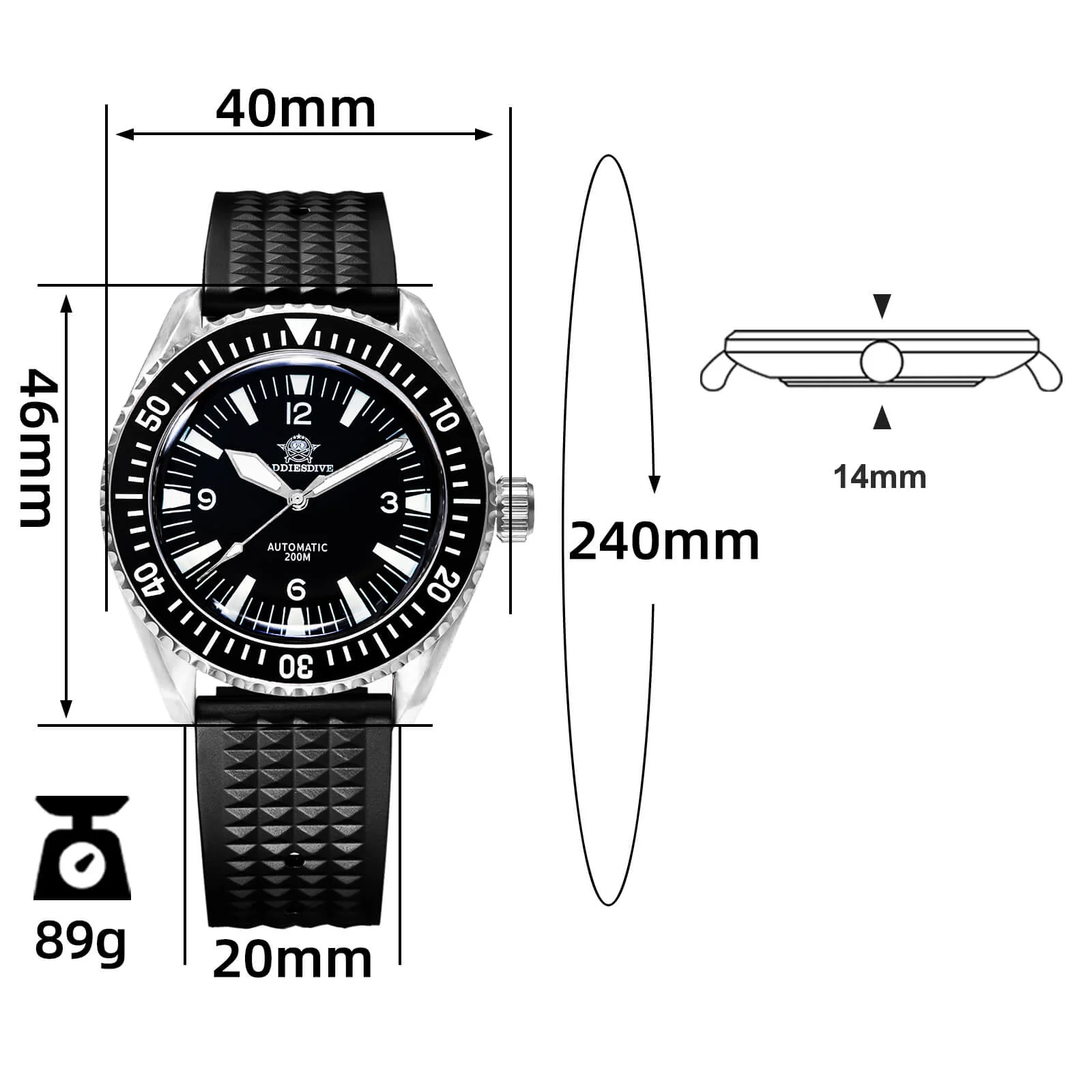 ADDIESDIVE Orologio Subacqueo Automatico Milsub AD2056 - Image 9