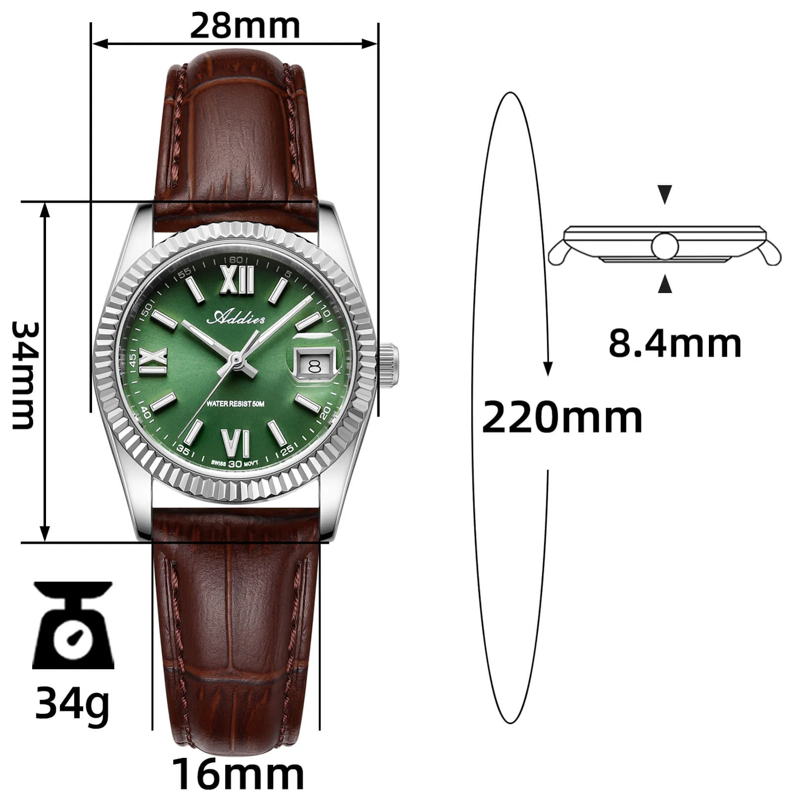 ★Nuovi Arrivi★Orologio da donna di lusso Addies da 28 mm con movimento al quarzo AW25901 - Image 18