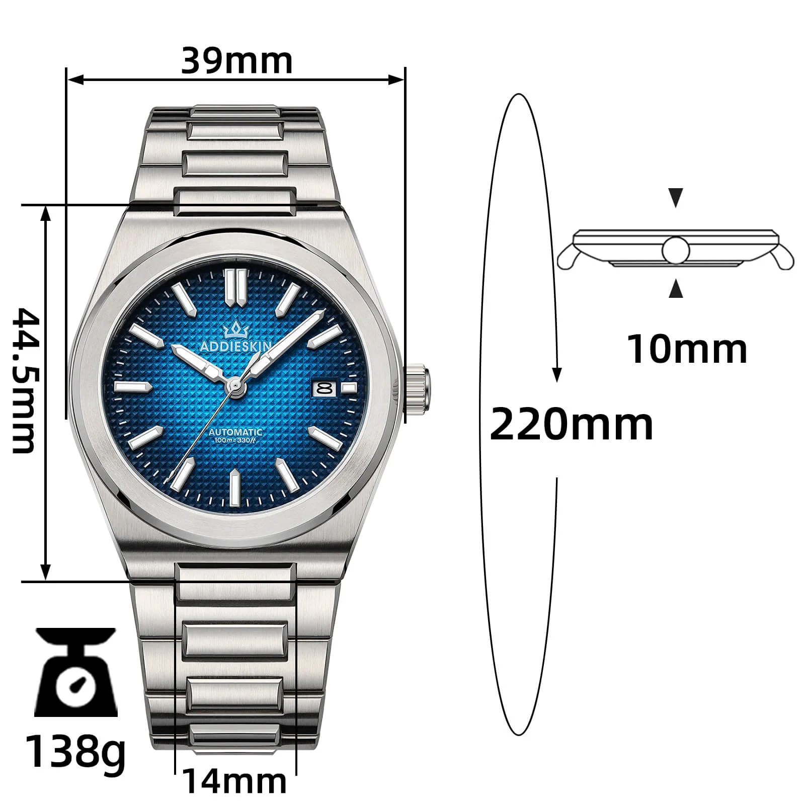 Orologio da uomo ADDIESKIN K004 "Waffle Elegance" automatico 9015 - Image 11