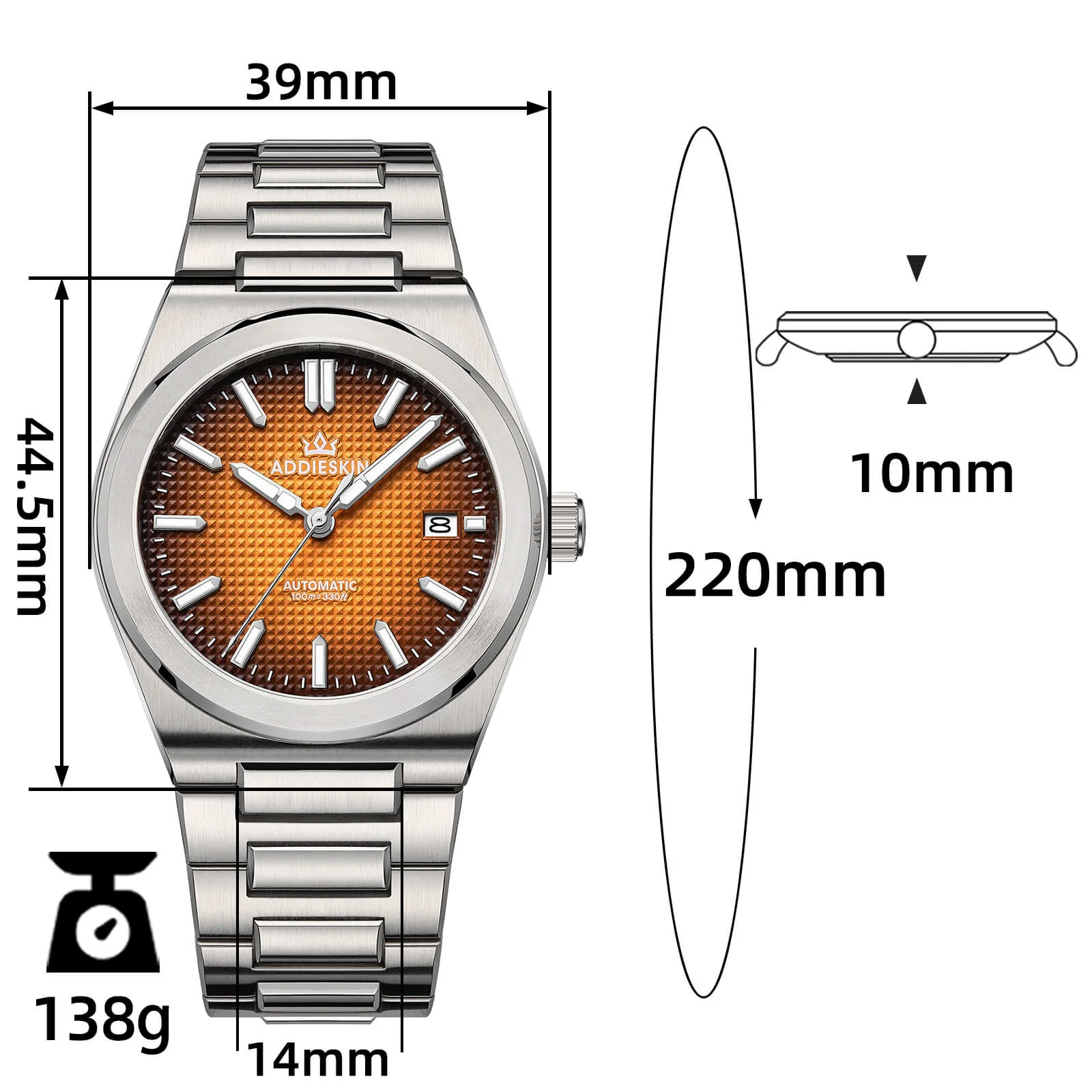 Orologio da uomo ADDIESKIN K004 "Waffle Elegance" automatico 9015 - Image 4
