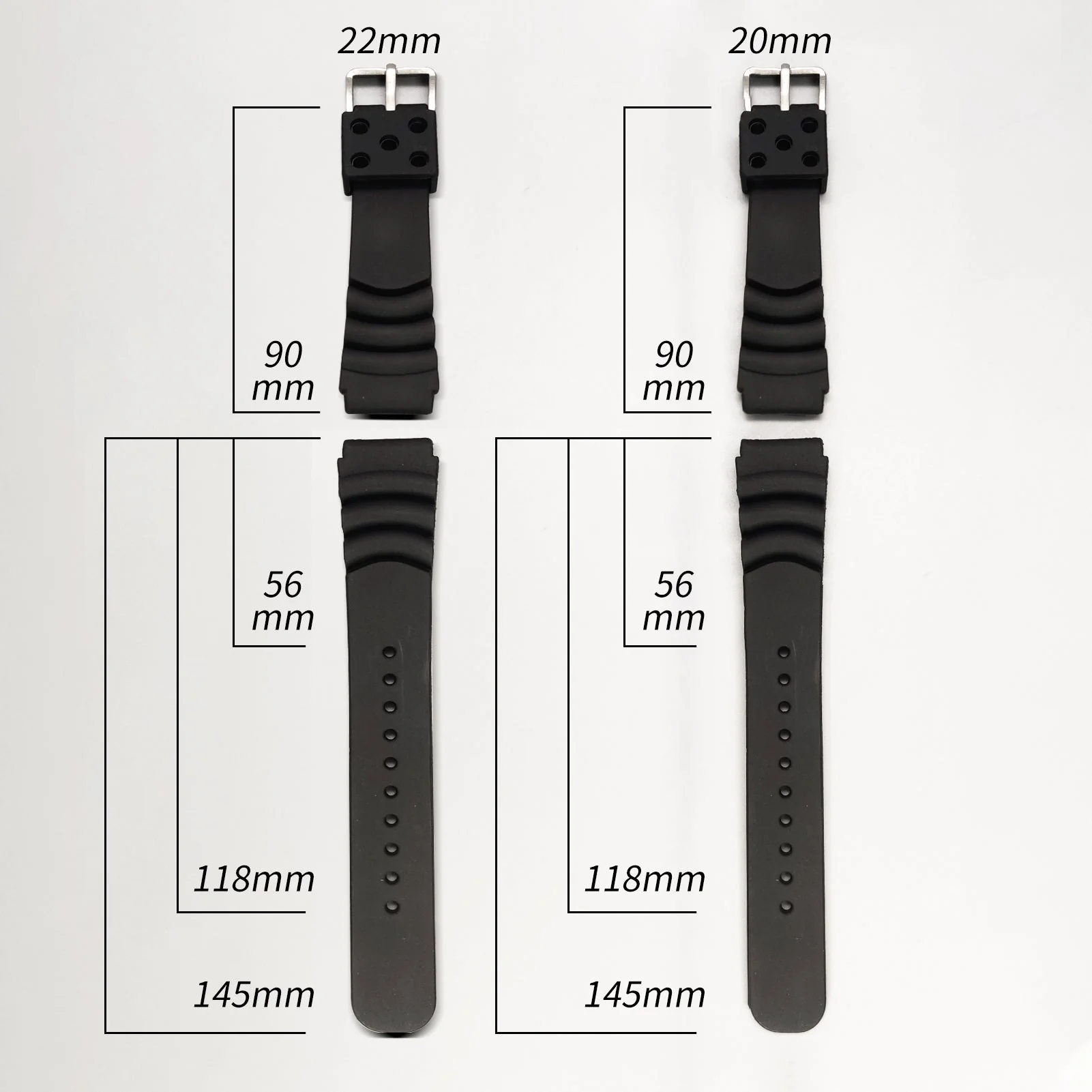Cinturino in silicone per orologi da uomo Diver Nero 20 mm 22 mm - Image 11
