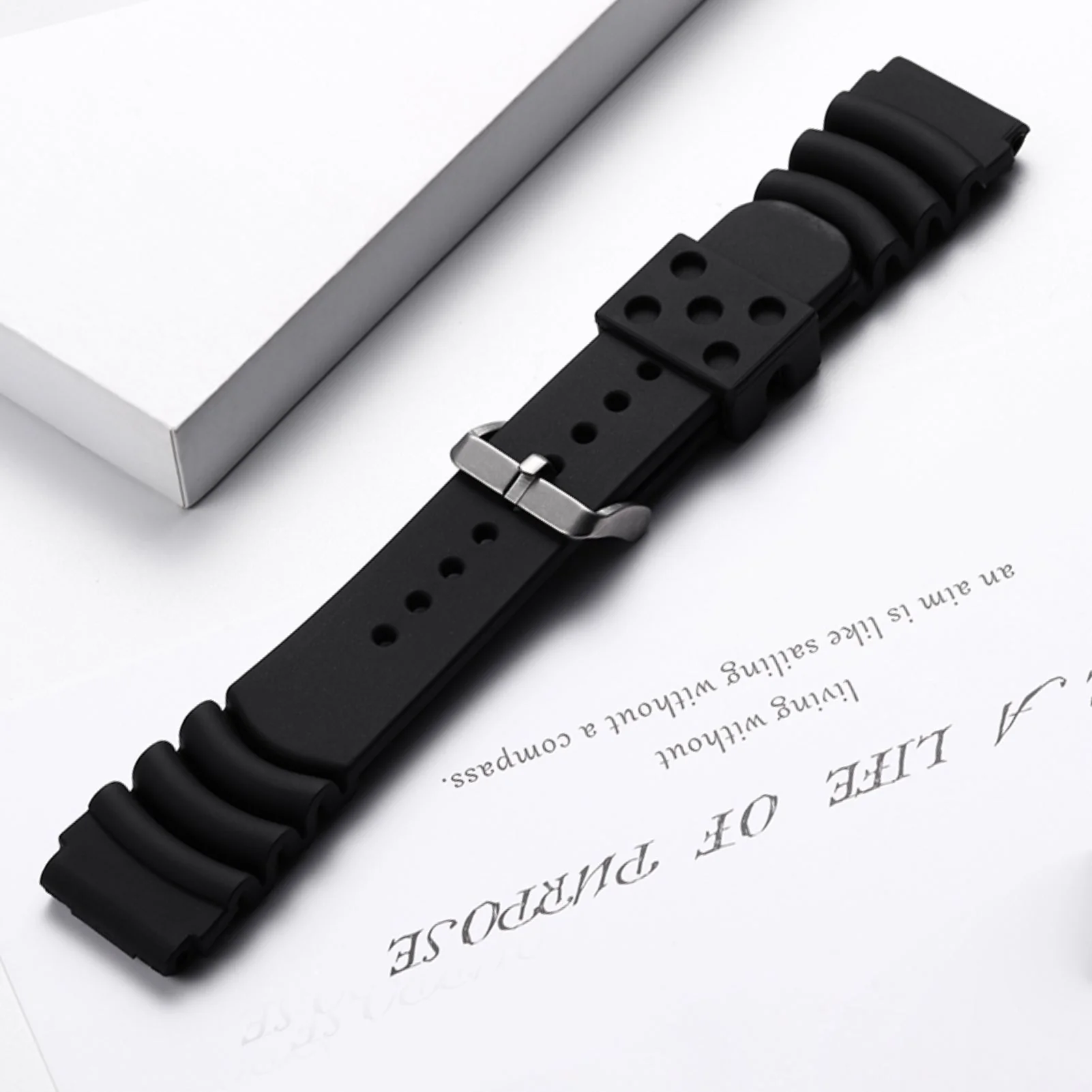 Cinturino in silicone per orologi da uomo Diver Nero 20 mm 22 mm - Image 15